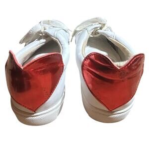 Betsey Johnson White Sneakers with Red Heart Accent Valentine sneakers